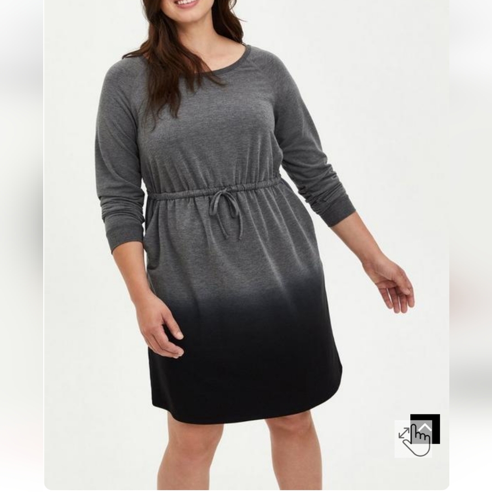 Plus Size 3X Torrid French Terry Gray Ombre Sweatshirt Dress